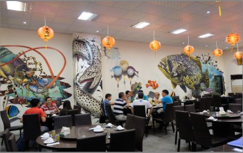 桐庐海鲜餐厅墙体彩绘